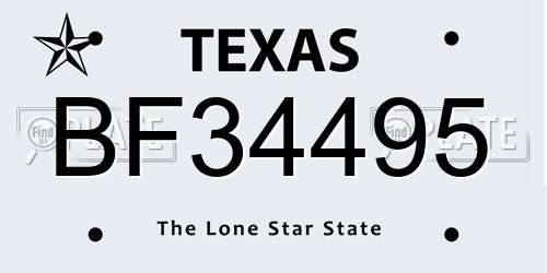 BF34495 Texas License Plate