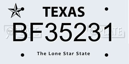 BF35231 Texas License Plate