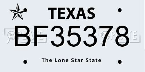 BF35378 Texas License Plate