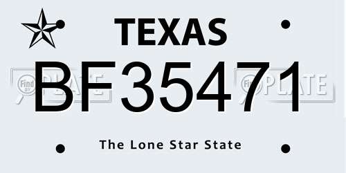 BF35471 Texas License Plate