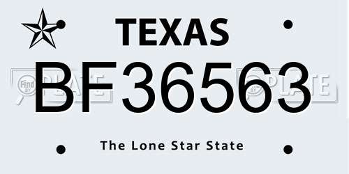 BF36563 Texas License Plate