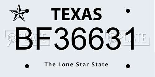 BF36631 Texas License Plate