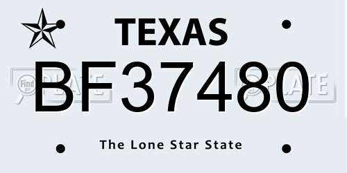 BF37480 Texas License Plate