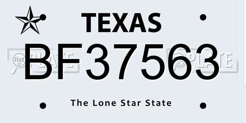 BF37563 Texas License Plate