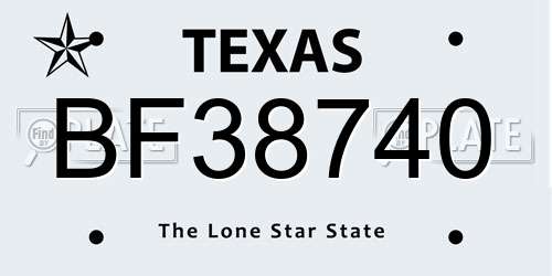 BF38740 Texas License Plate