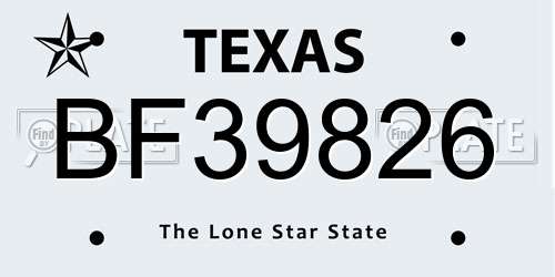 BF39826 Texas License Plate