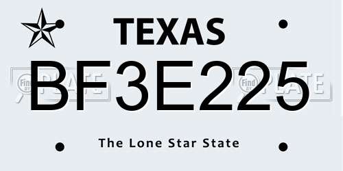 BF3E225 Texas License Plate