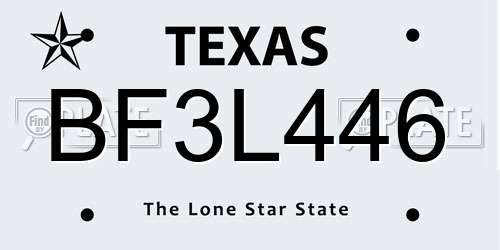 BF3L446 Texas License Plate