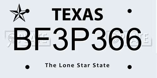 BF3P366 Texas License Plate