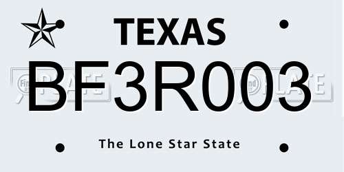 BF3R003 Texas License Plate