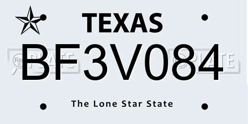 BF3V084 Texas License Plate