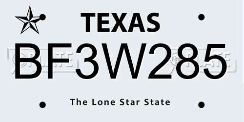 BF3W285 Texas License Plate
