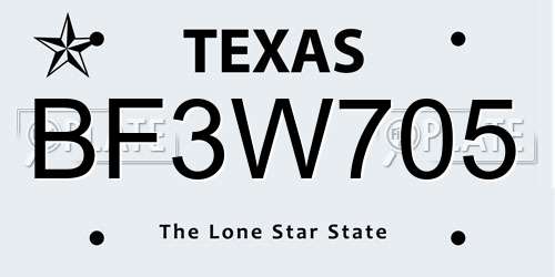BF3W705 Texas License Plate