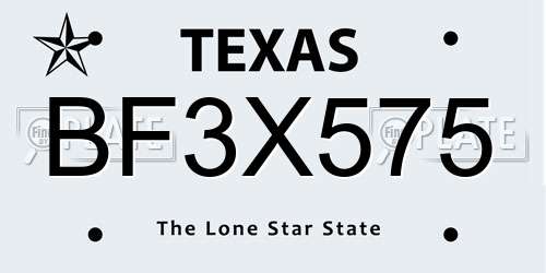 BF3X575 Texas License Plate