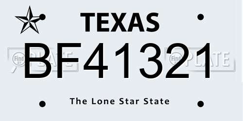 BF41321 Texas License Plate