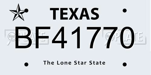 BF41770 Texas License Plate