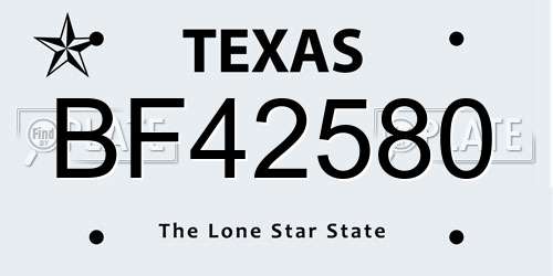 BF42580 Texas License Plate