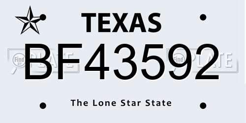 BF43592 Texas License Plate