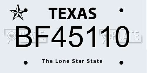 BF45110 Texas License Plate