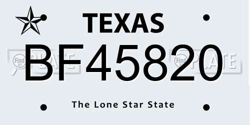 BF45820 Texas License Plate