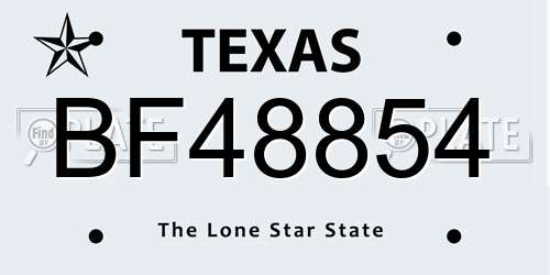 BF48854 Texas License Plate
