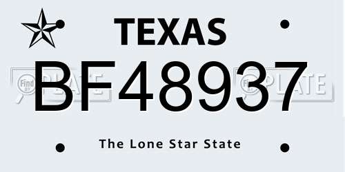 BF48937 Texas License Plate