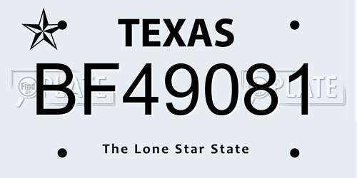 BF49081 Texas License Plate