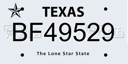 BF49529 Texas License Plate