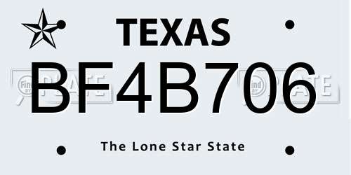 BF4B706 Texas License Plate