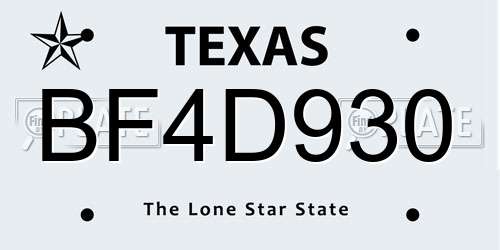 BF4D930 Texas License Plate