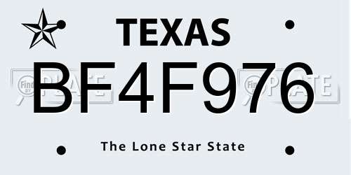 BF4F976 Texas License Plate