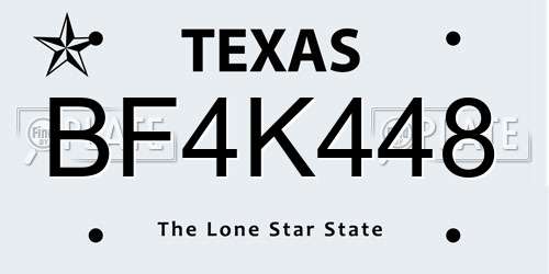 BF4K448 Texas License Plate