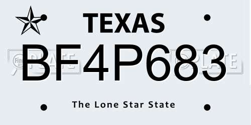 BF4P683 Texas License Plate