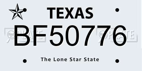 BF50776 Texas License Plate