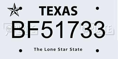 BF51733 Texas License Plate