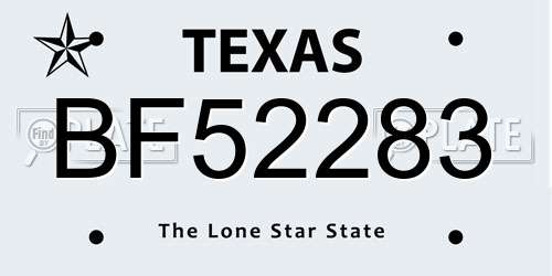 BF52283 Texas License Plate