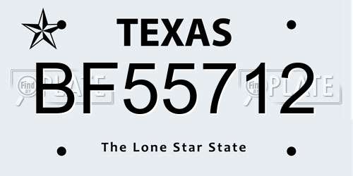 BF55712 Texas License Plate