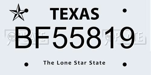 BF55819 Texas License Plate