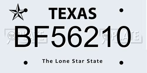 BF56210 Texas License Plate