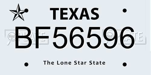 BF56596 Texas License Plate