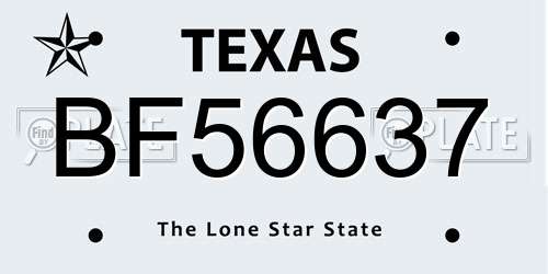 BF56637 Texas License Plate