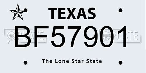 BF57901 Texas License Plate