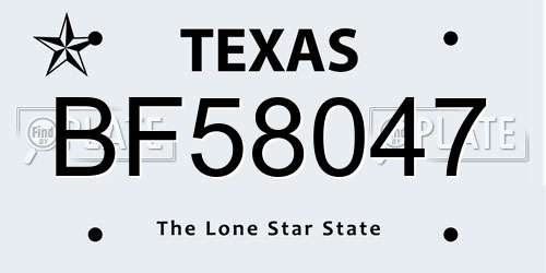 BF58047 Texas License Plate