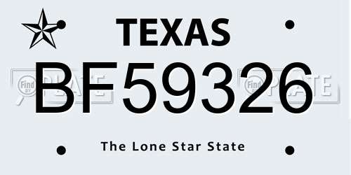 BF59326 Texas License Plate