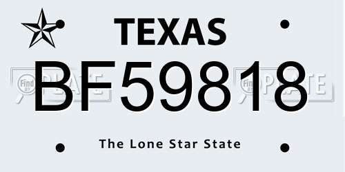 BF59818 Texas License Plate