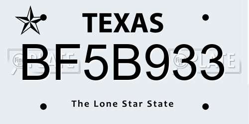 BF5B933 Texas License Plate