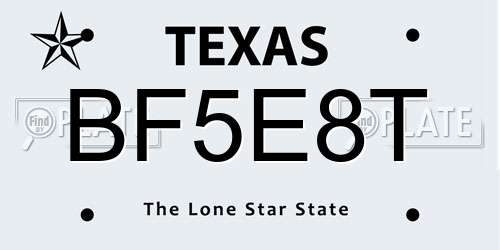 BF5E8T Texas License Plate