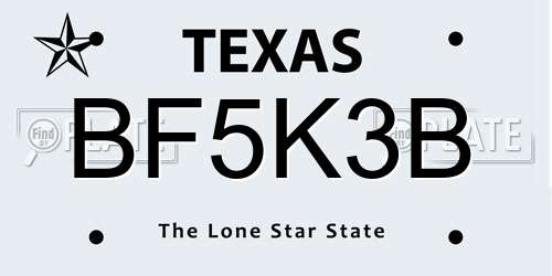 BF5K3B Texas License Plate