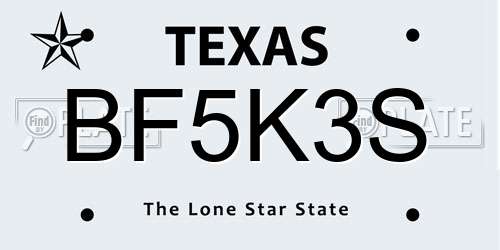 BF5K3S Texas License Plate