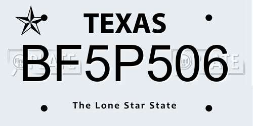 BF5P506 Texas License Plate